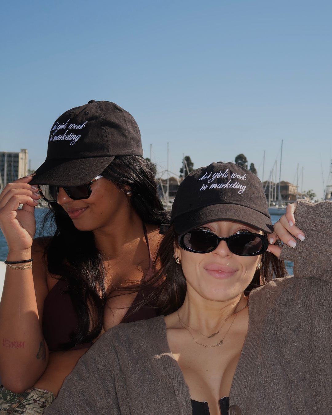 'Hot Girls Work In Marketing' Hat - Dark Cherry