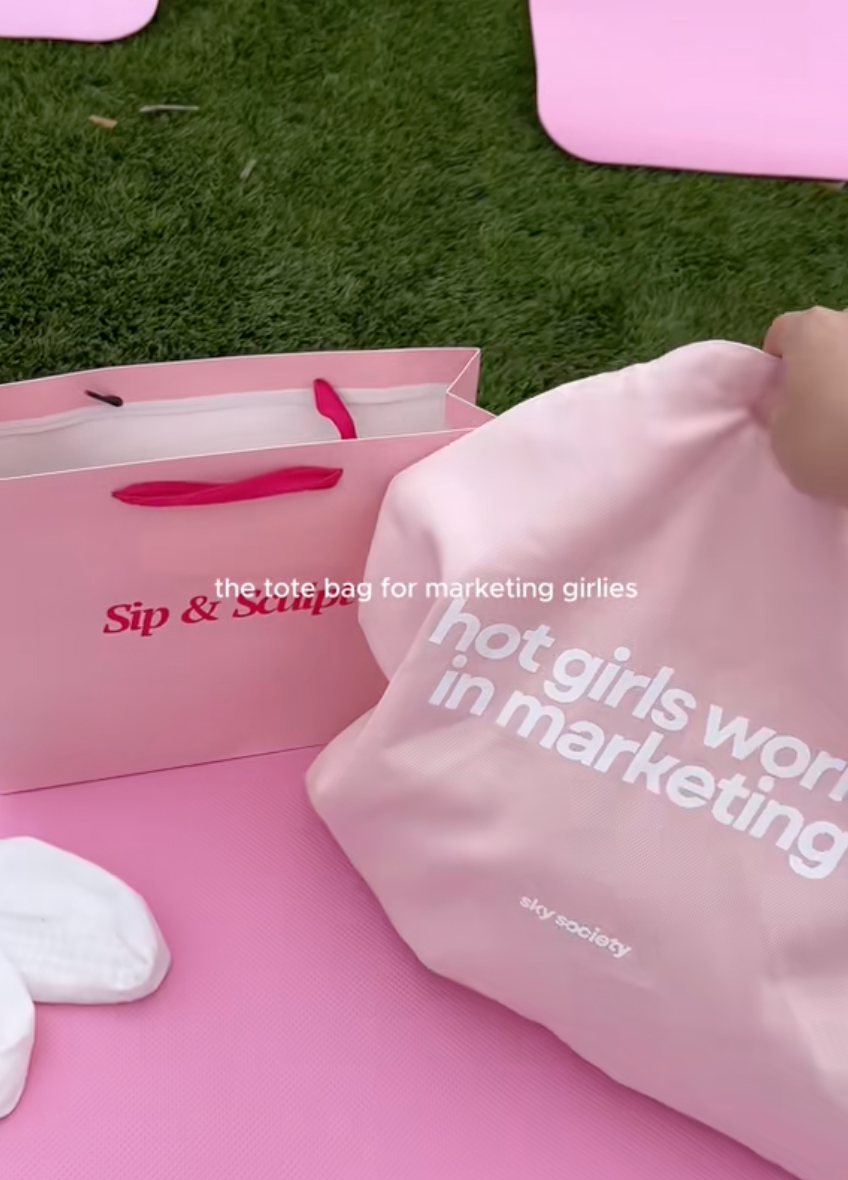 'Hot Girls Work in Marketing' Tote - Baby Pink